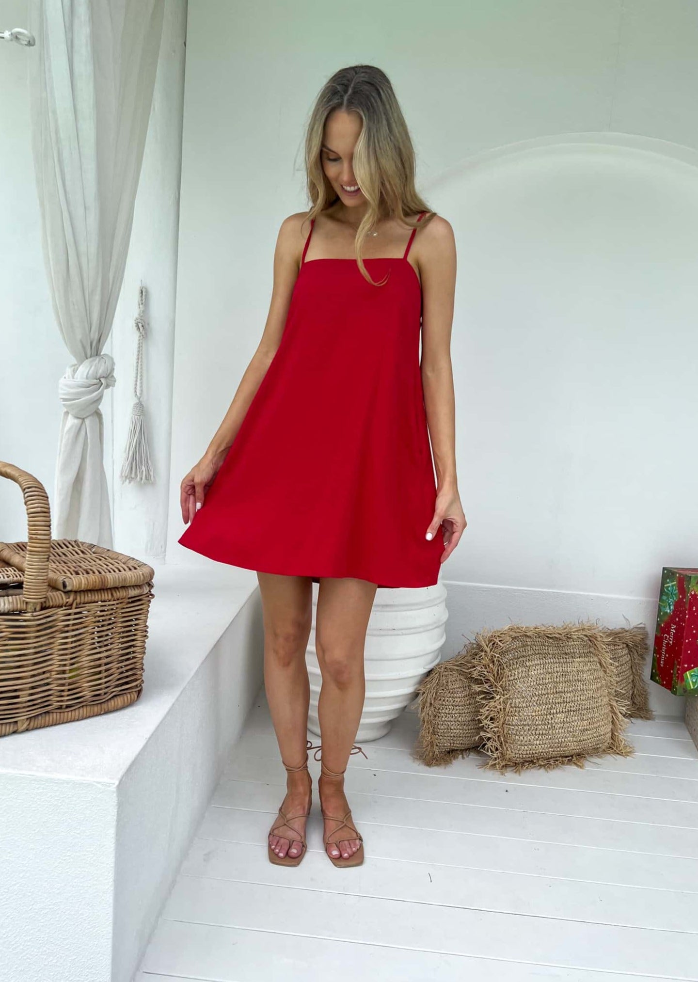 Zara Linen Dress - Red
