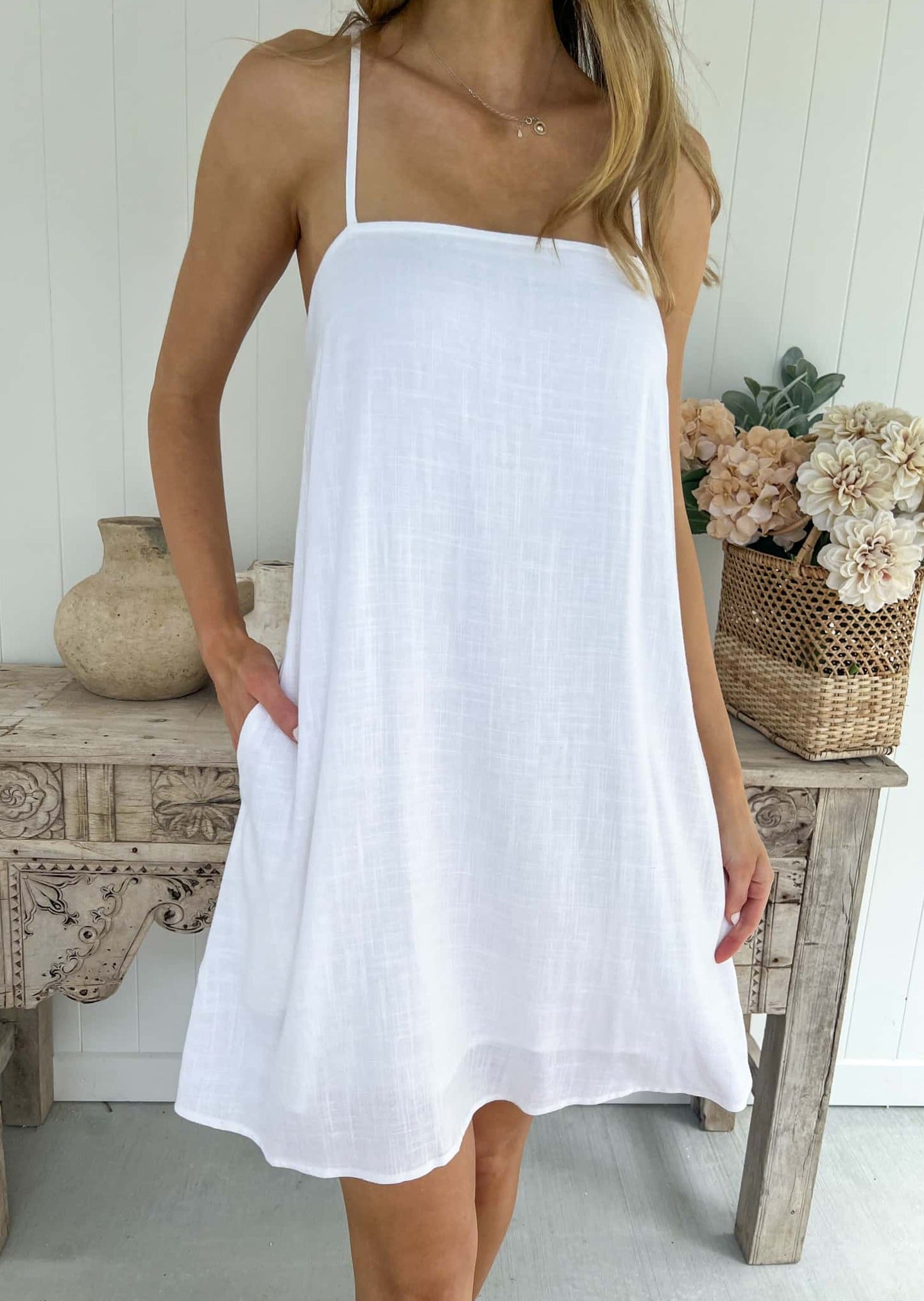 Zara Linen Dress - White