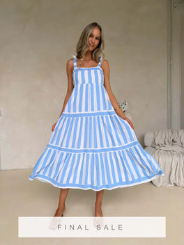 Cleo Maxi Dress - Blue Stripe Dress