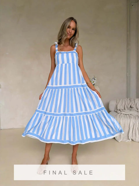 Cleo Maxi Dress - Blue Stripe Dress