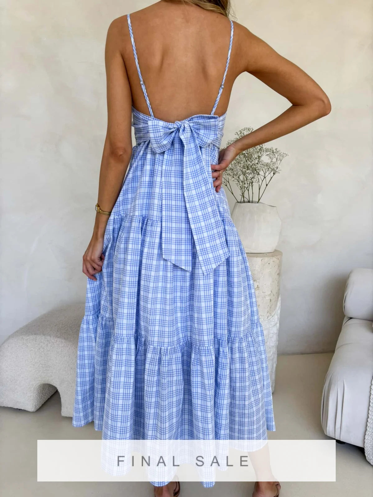 Georgie Maxi Dress - Blue Plaid Dress