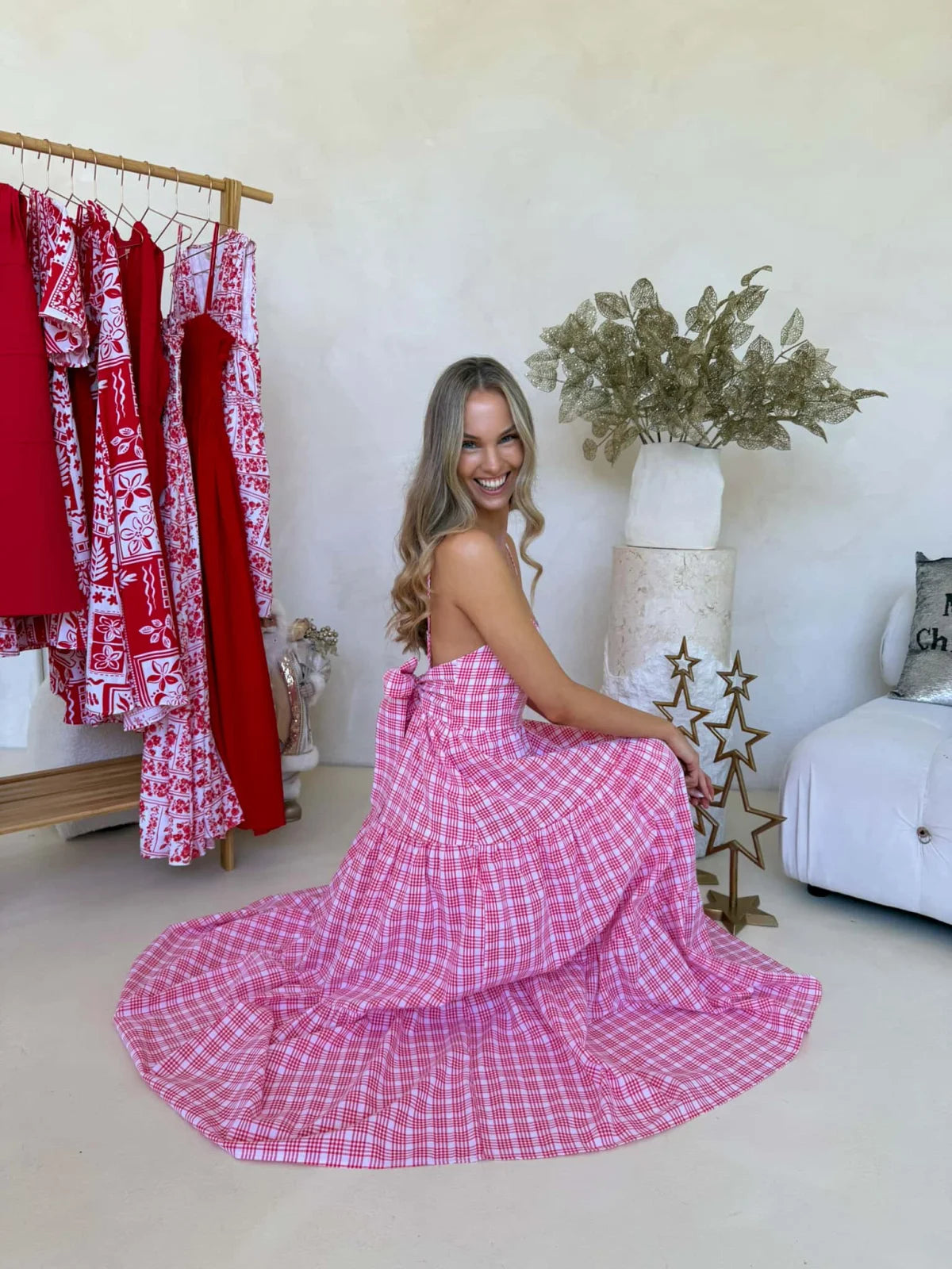 Georgie Maxi Dress - Red Plaid Dress