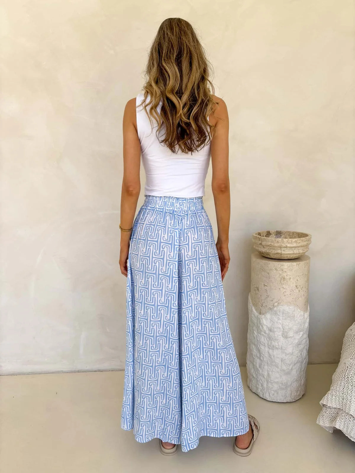 Jessika Pants - Sky Lines Print Bottom