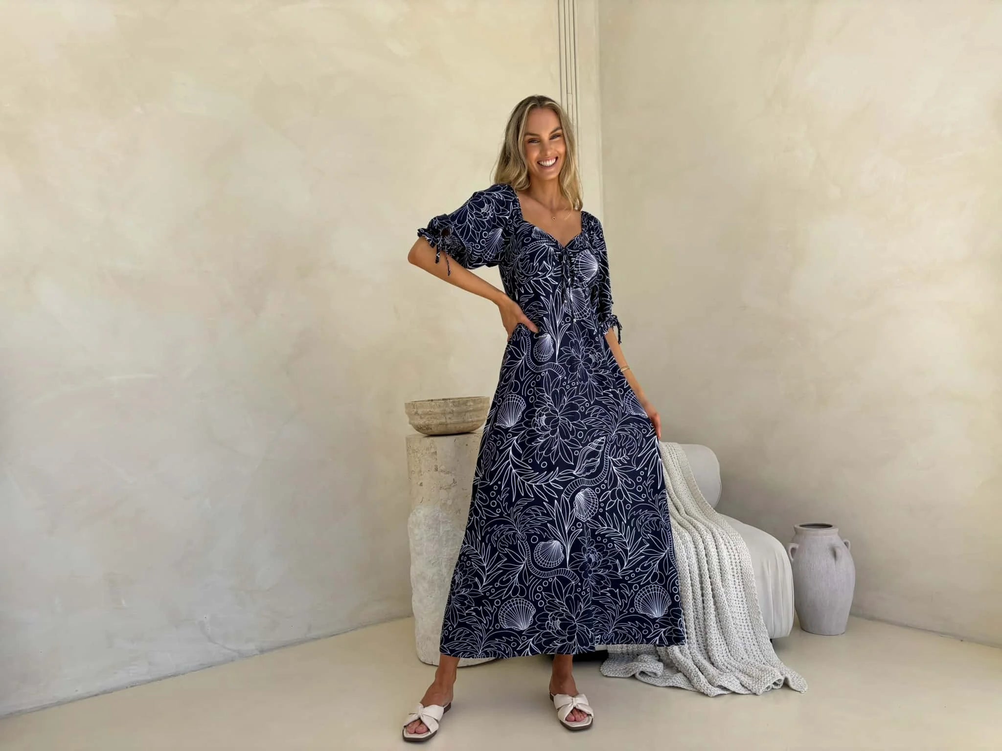 Olivia Maxi Dress - Sea & Vine Print Dress