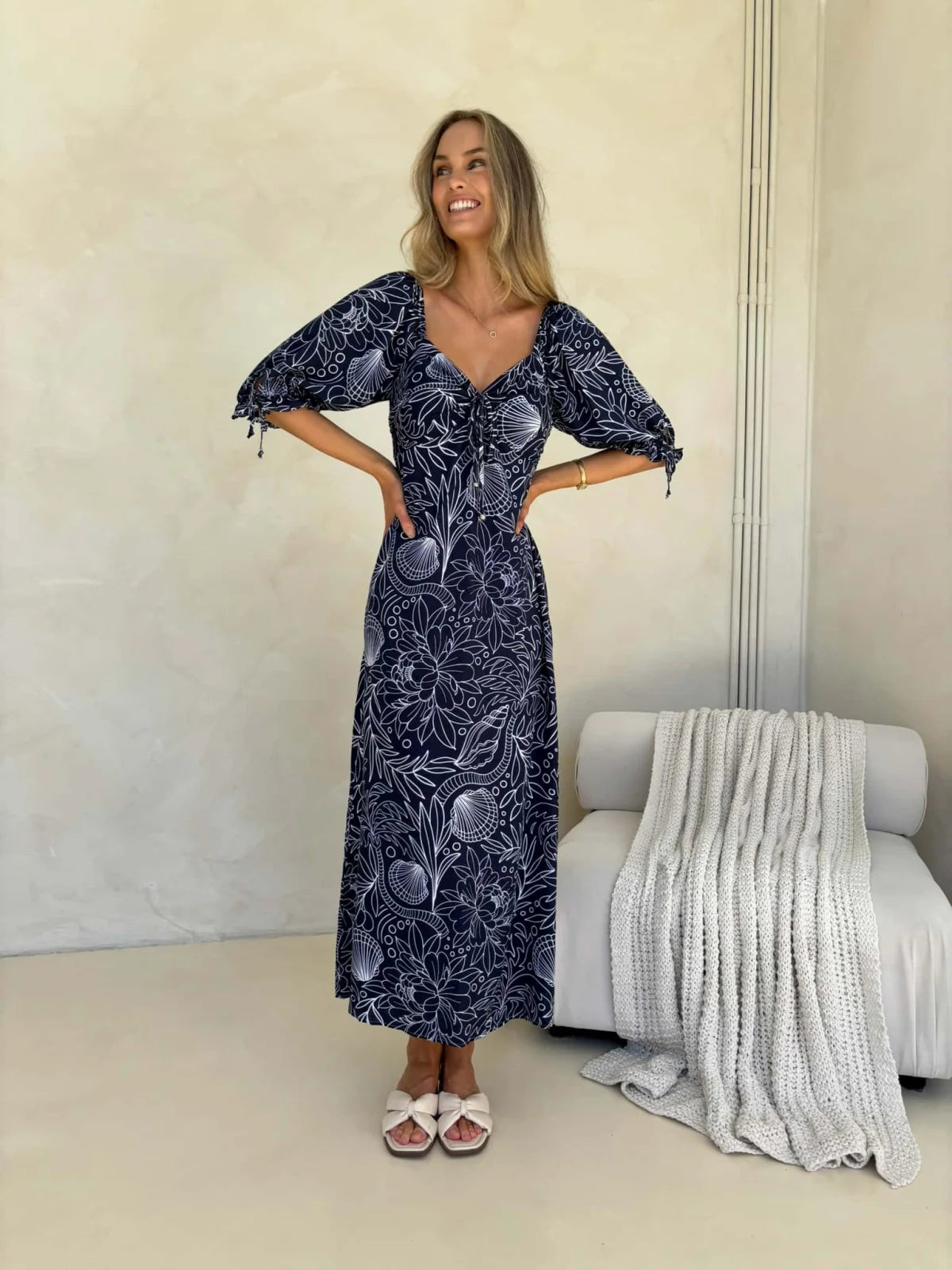 Olivia Maxi Dress - Sea & Vine Print Dress
