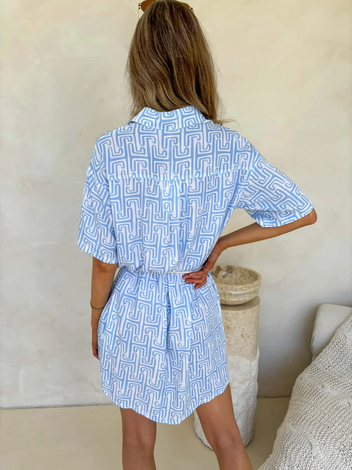 Sally Dress - Sky Lines Print Dress