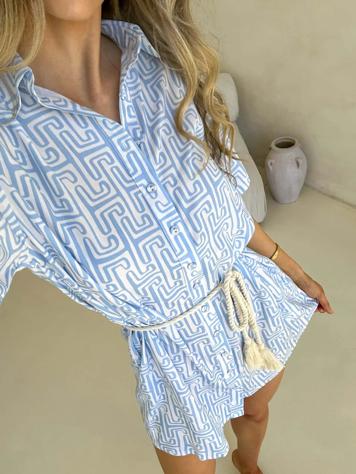 Sally Dress - Sky Lines Print Dress
