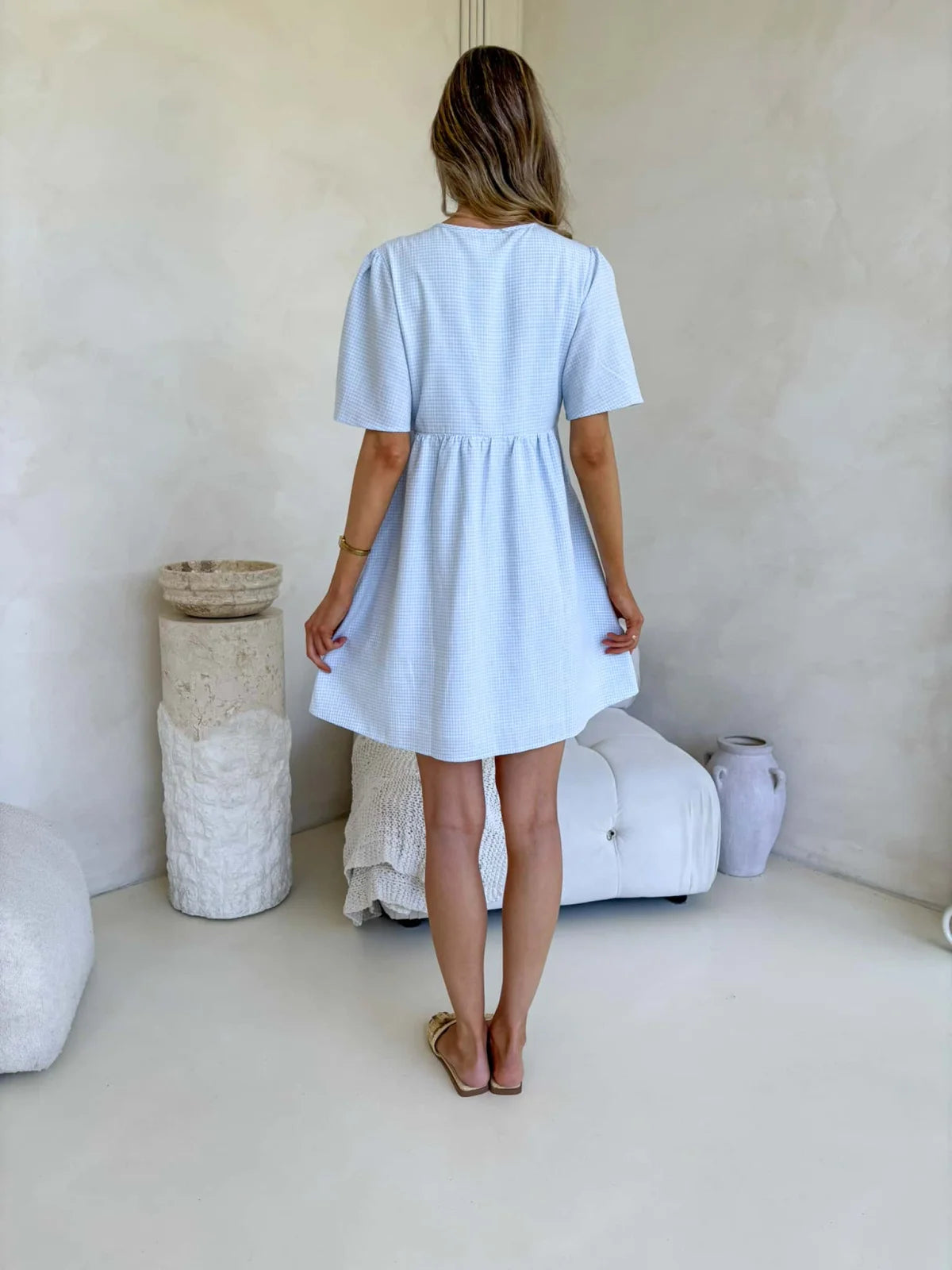 Sienna Dress - Blue Gingham Dress