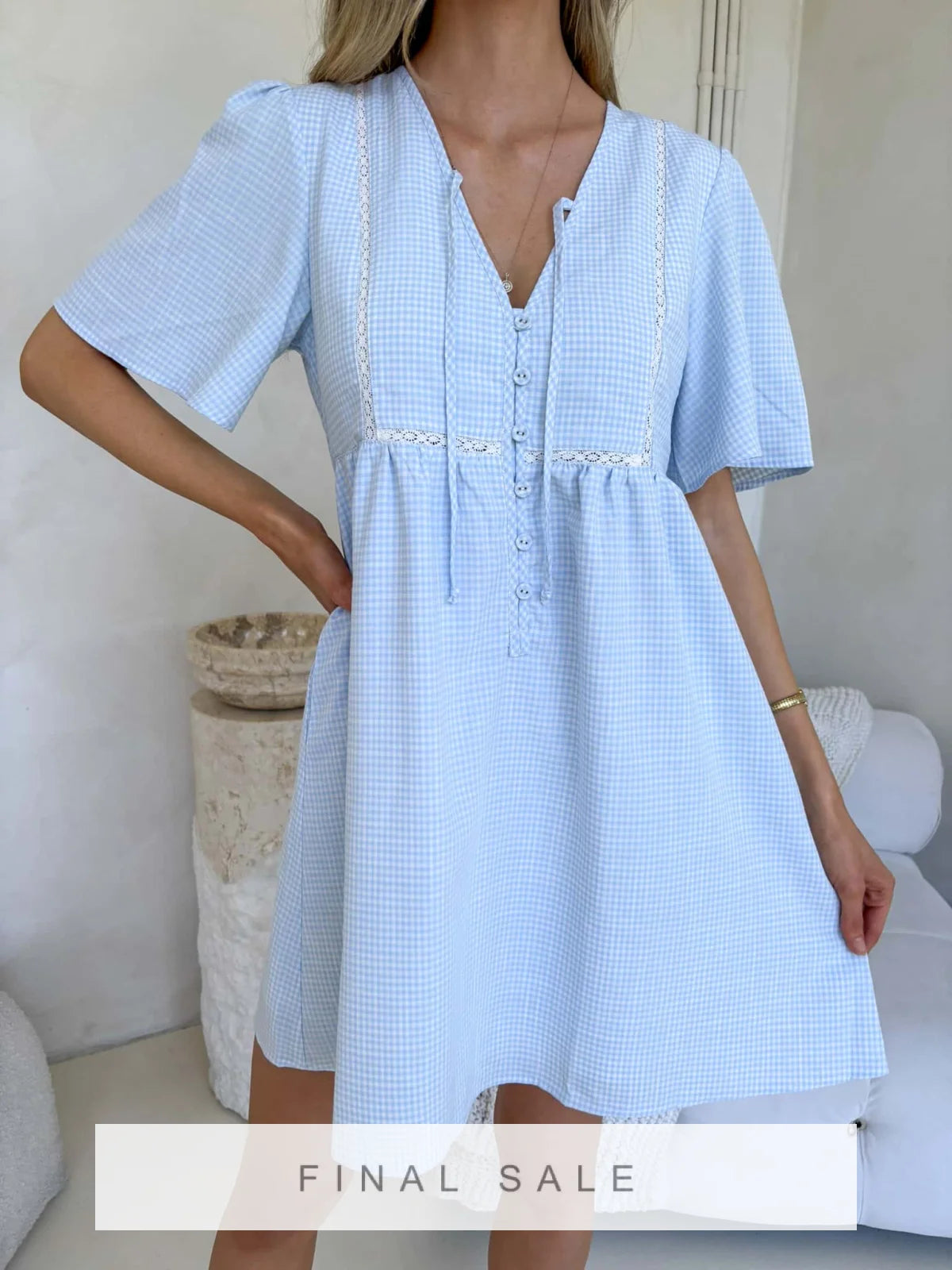Sienna Dress - Blue Gingham Dress