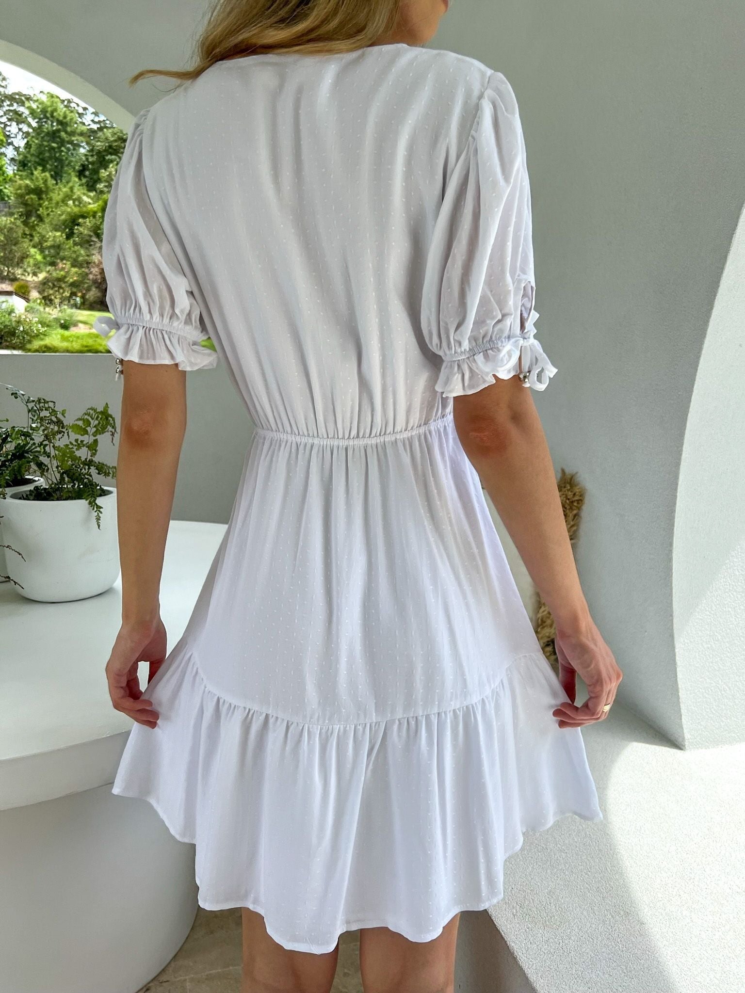Lily Tie Dress - White
